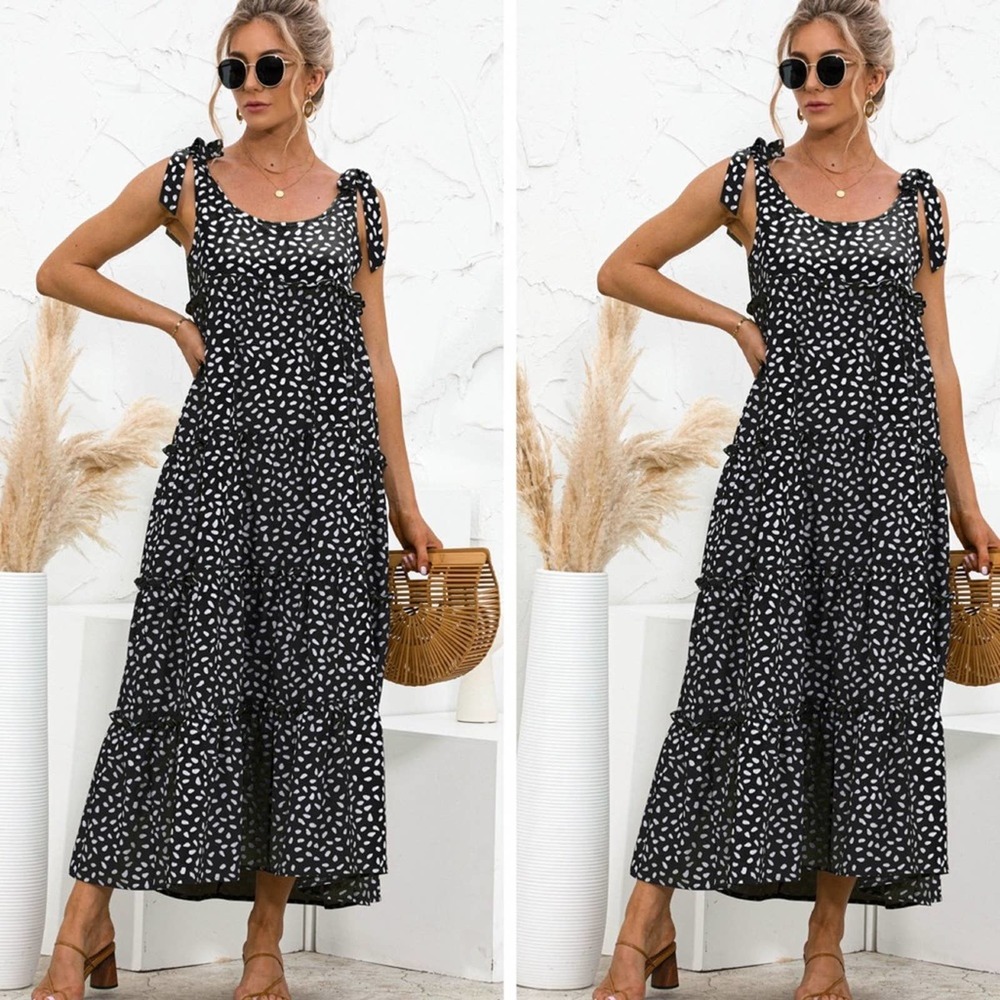 Black Polka Dot Maxi Dress - Picture 1 of 1